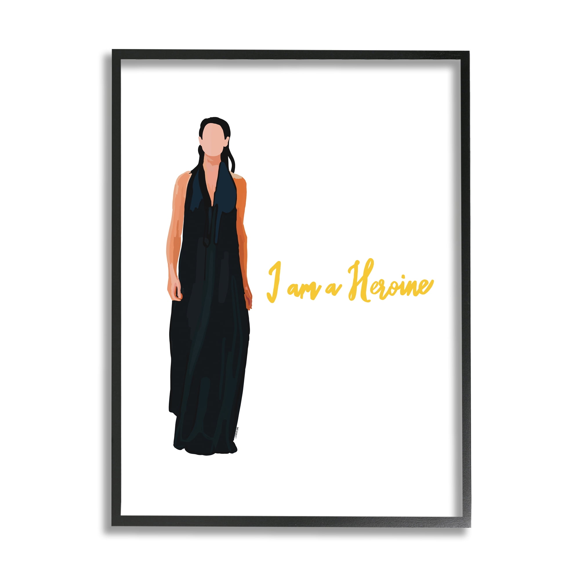 Stupell Industries Motivational Heroine Girl Power Phrase Female Fashion Graphic Art Black Framed Art Print Wall Art, Design by Amelia Noyes