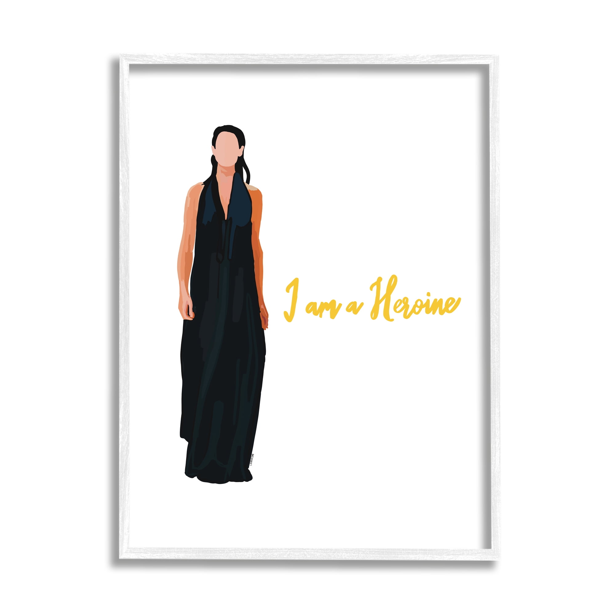 Stupell Industries Motivational Heroine Girl Power Phrase Female Fashion Graphic Art White Framed Art Print Wall Art, Design by Amelia Noyes