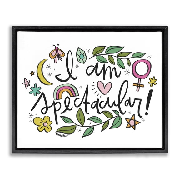 Stupell Industries Motivational I Am Spectacular Quotes and Sayings Painting Black Floater Framed Canvas Art Print Wall Art, 21 x 17
