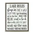 Stupell Industries Motivational Lake Rules Sign Typography Painting