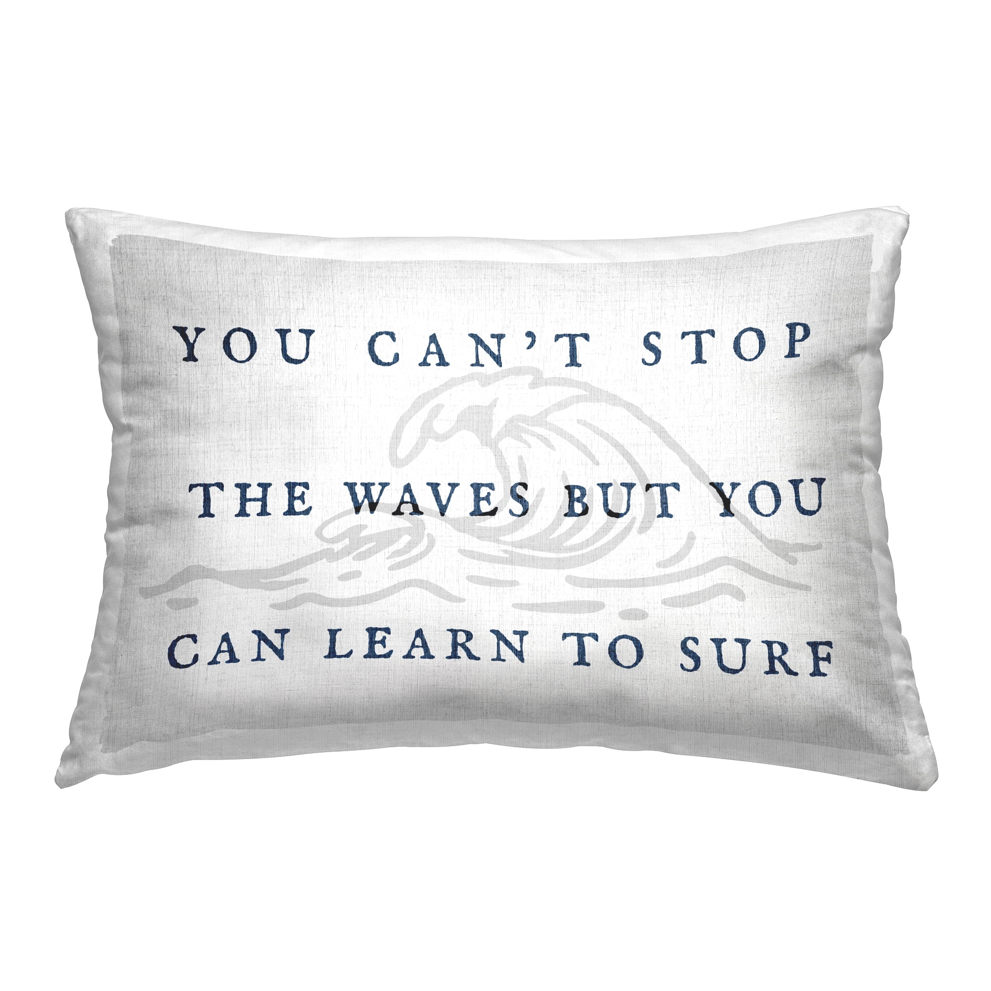 Stupell Industries Motivational Learn To Surf Decorative Printed Throw Pillow, 14 x 20