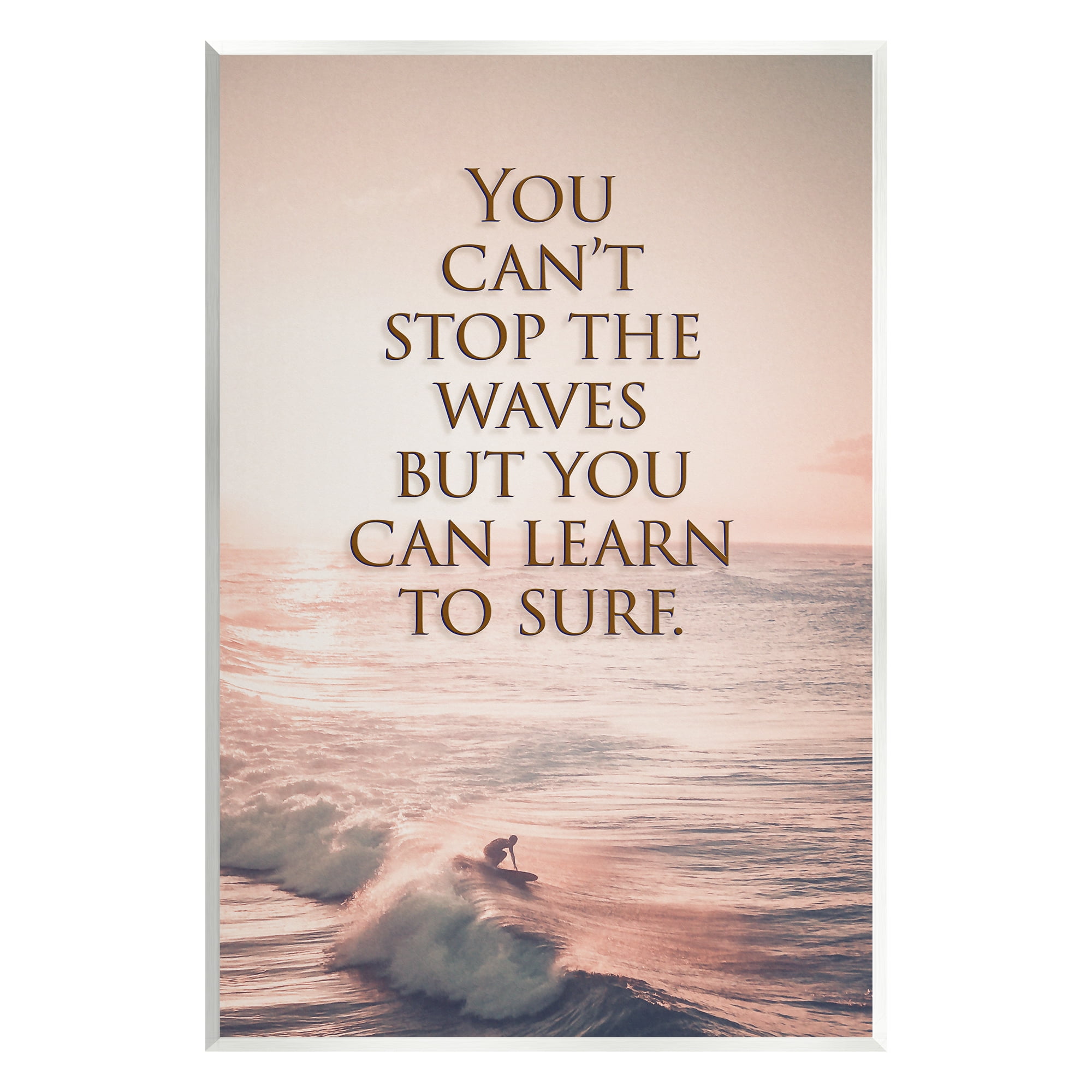 Stupell Industries Motivational Learn to Surf Landscape Painting Unframed Art Print Wall Art, 13 x 19
