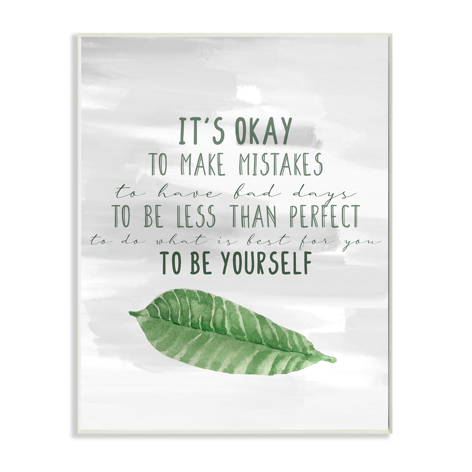 Stupell Industries Motivational Okay to Make Mistakes Green Leaf Wall Plaque by Kim Allen