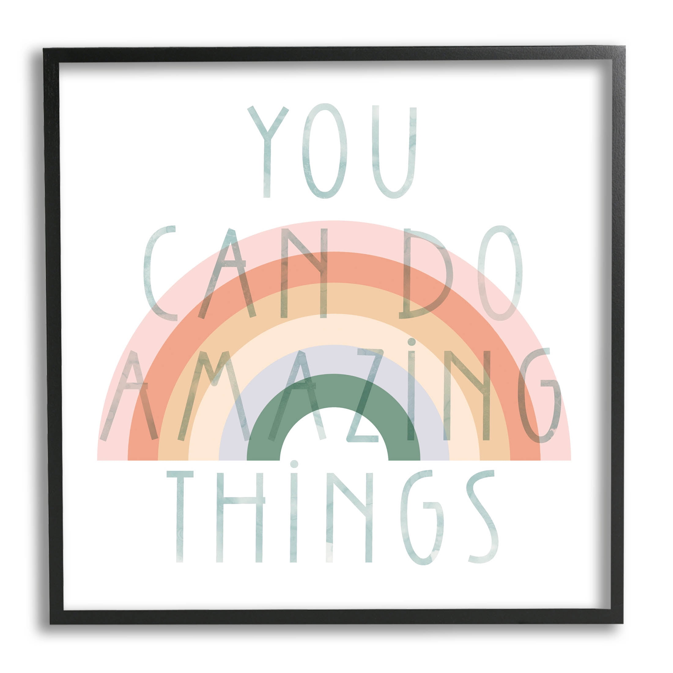 Stupell Industries Motivational Pastel Rainbow Graphic Art Black Framed Art Print Wall Art, Design by Daphne Polselli