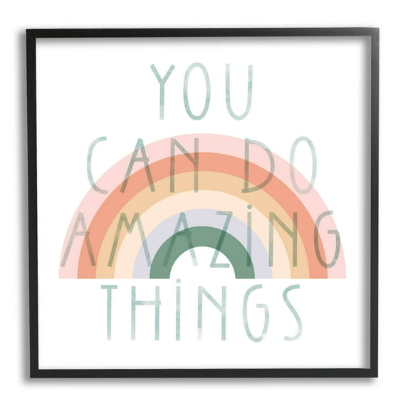 Stupell Industries Motivational Pastel Rainbow Graphic Art Black Framed Art Print Wall Art, Design by Daphne Polselli