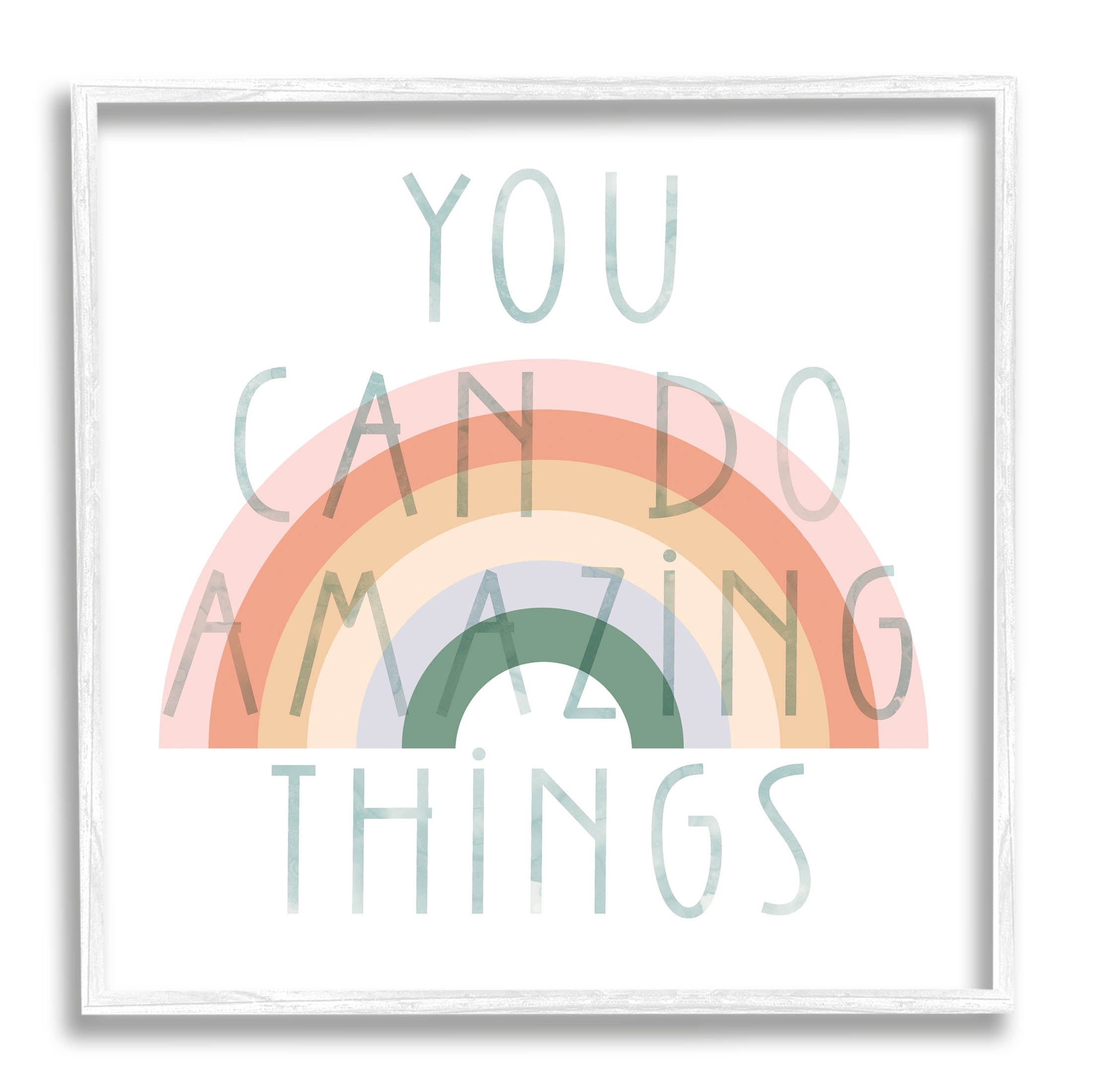Stupell Industries Motivational Pastel Rainbow Graphic Art White Framed Art Print Wall Art, Design by Daphne Polselli