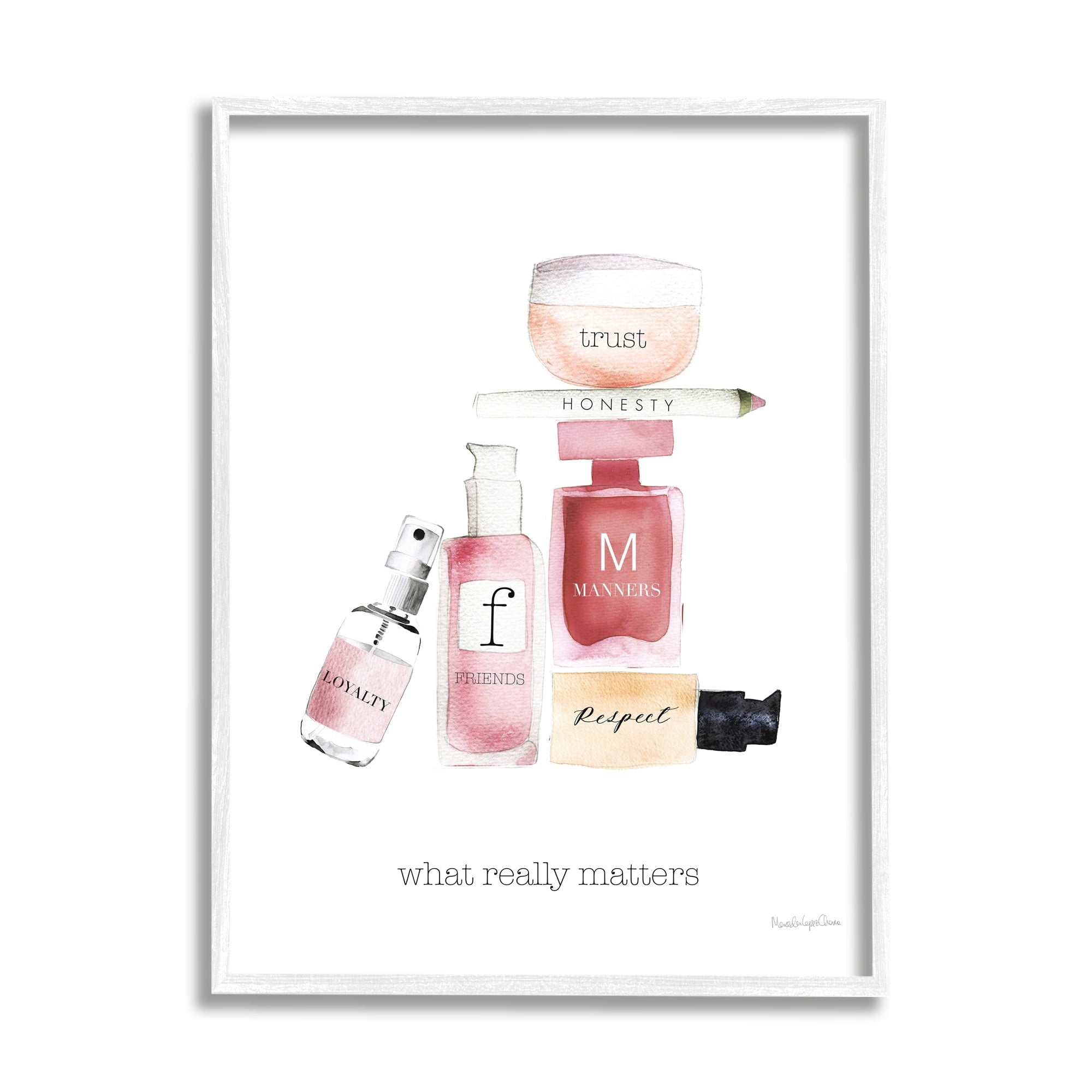 Stupell Industries Motivational Phrase Fashion Cosmetics What Really Matters Quote, 16 x 20, Design by Mercedes Lopez Charro