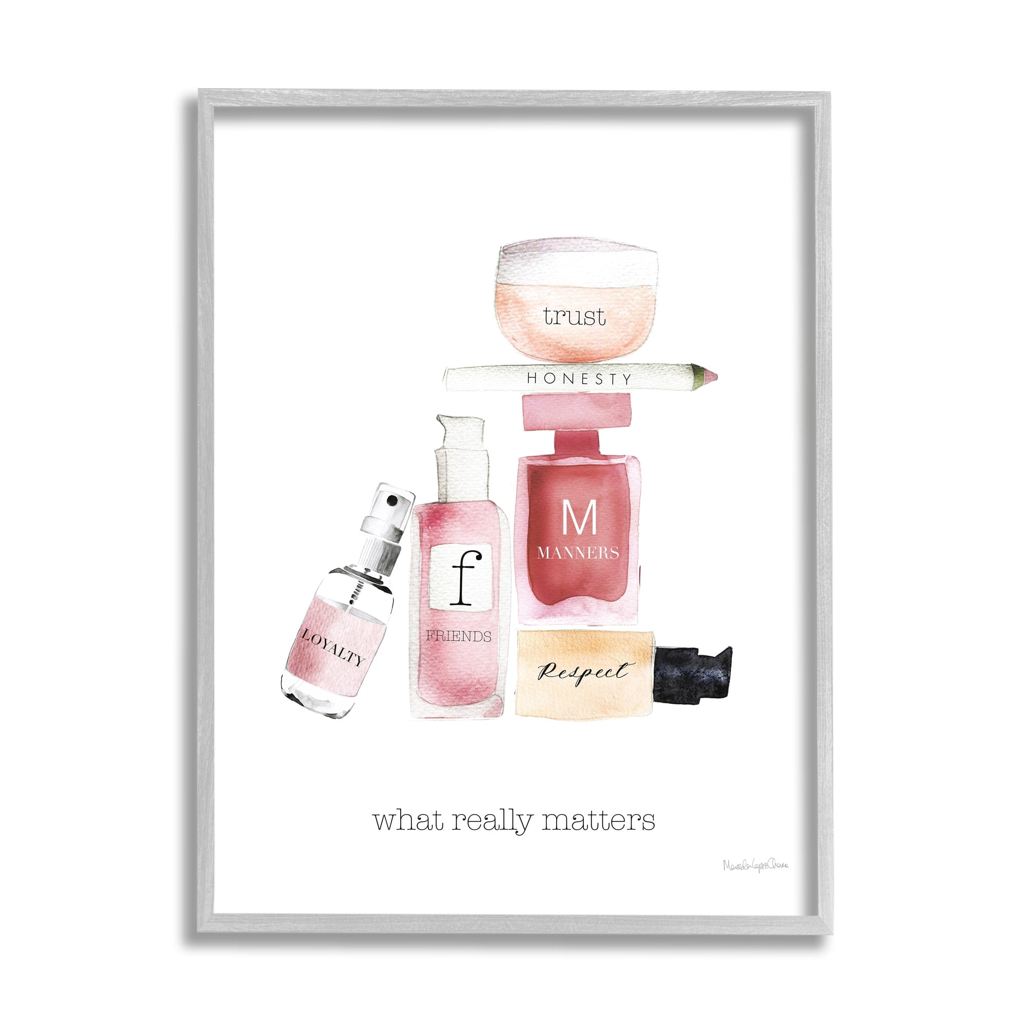 Stupell Industries Motivational Phrase Fashion Cosmetics What Really Matters Quote, 16 x 20, Design by Mercedes Lopez Charro