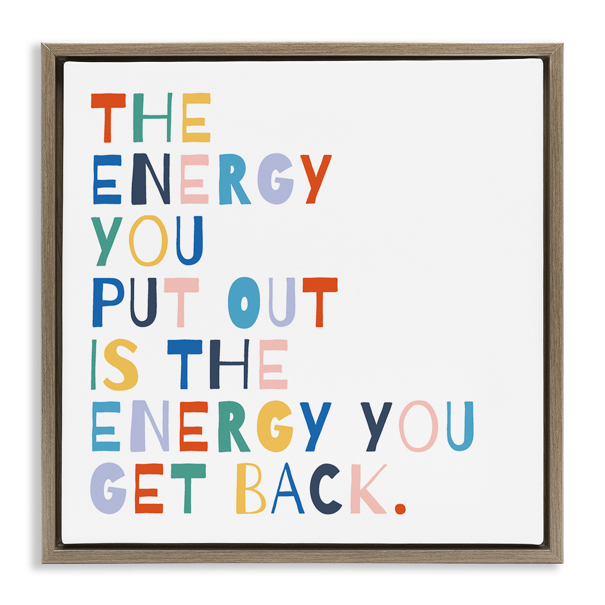 Stupell Industries Motivational Rainbow Phrase Inspirational Painting Brown Floater Framed Canvas Art Print Wall Art, 25 x 25