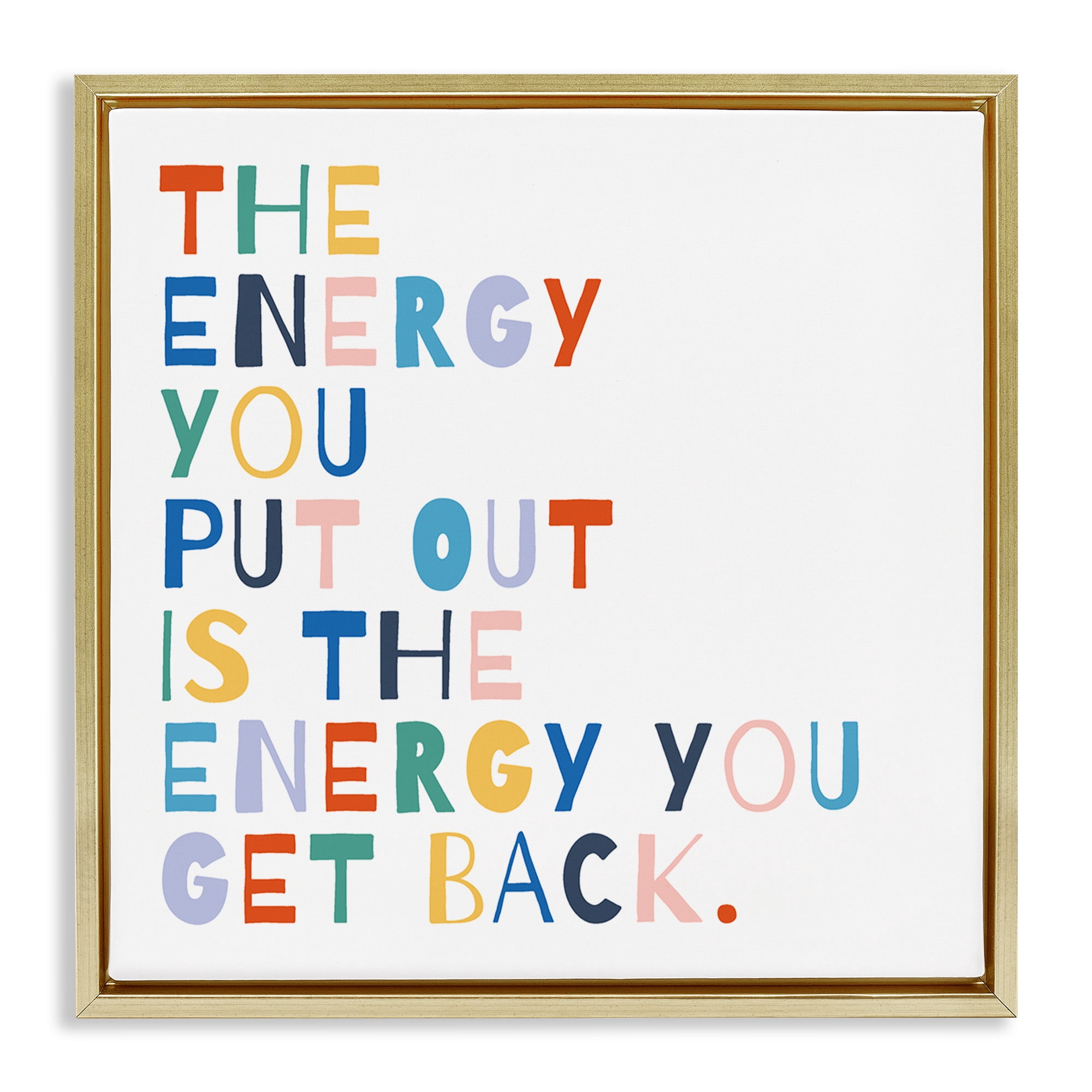 Stupell Industries Motivational Rainbow Phrase Inspirational Painting Gold Floater Framed Canvas Art Print Wall Art, 25 x 25