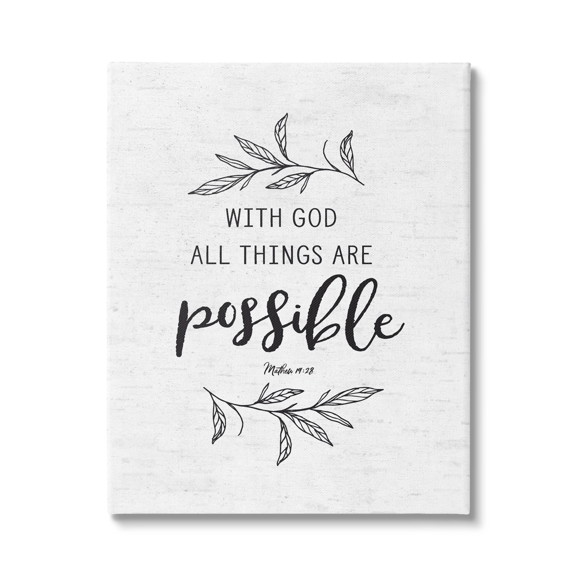 Stupell Industries Motivational Scripture Verse Phrase Botanical Leaf Sprigs Graphic Art Gallery Wrapped Canvas Print Wall Art, Design by Lettered and Lined