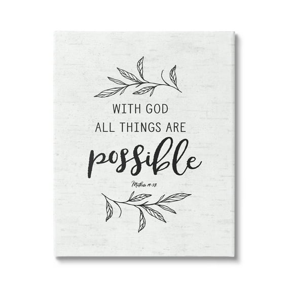 Stupell Industries Motivational Scripture Verse Phrase Botanical Leaf Sprigs Graphic Art Gallery Wrapped Canvas Print Wall Art, Design by Lettered and Lined