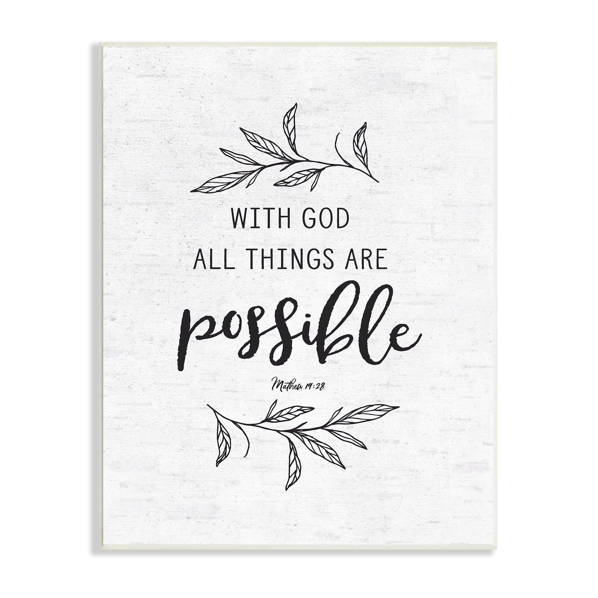 Stupell Industries Motivational Scripture Verse Phrase Botanical Leaf Sprigs Graphic Art Unframed Art Print Wall Art, Design by Lettered and Lined