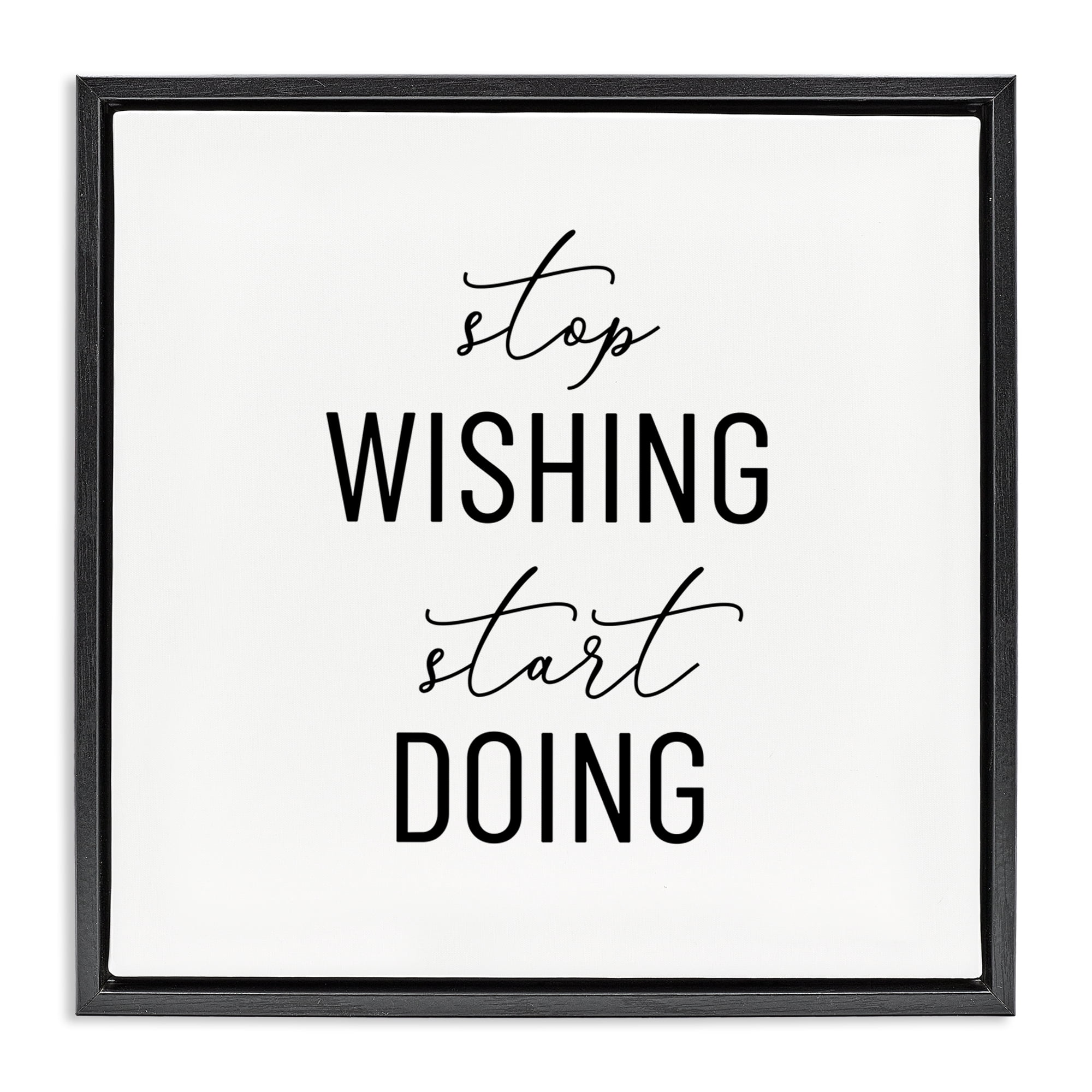 Stupell Industries Motivational Start Doing Text & Numbers Painting Black Floater Framed Canvas Art Print Wall Art, 18 x 18