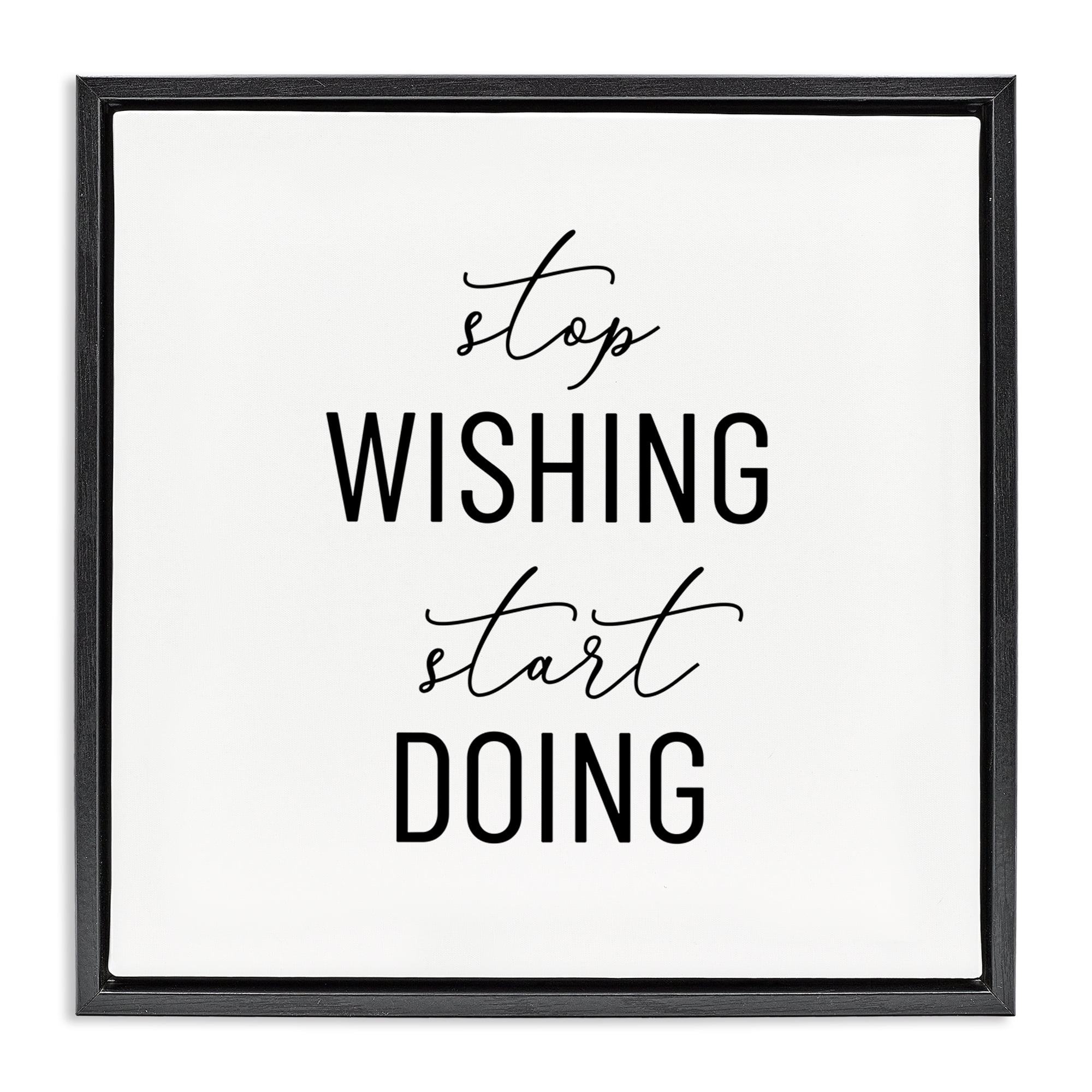 Stupell Industries Motivational Start Doing Text & Numbers Painting Black Floater Framed Canvas Art Print Wall Art, 25 x 25