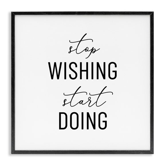 Stupell Industries Motivational Start Doing Text & Numbers Painting Black Framed Art Print Wall Art, 24 x 24