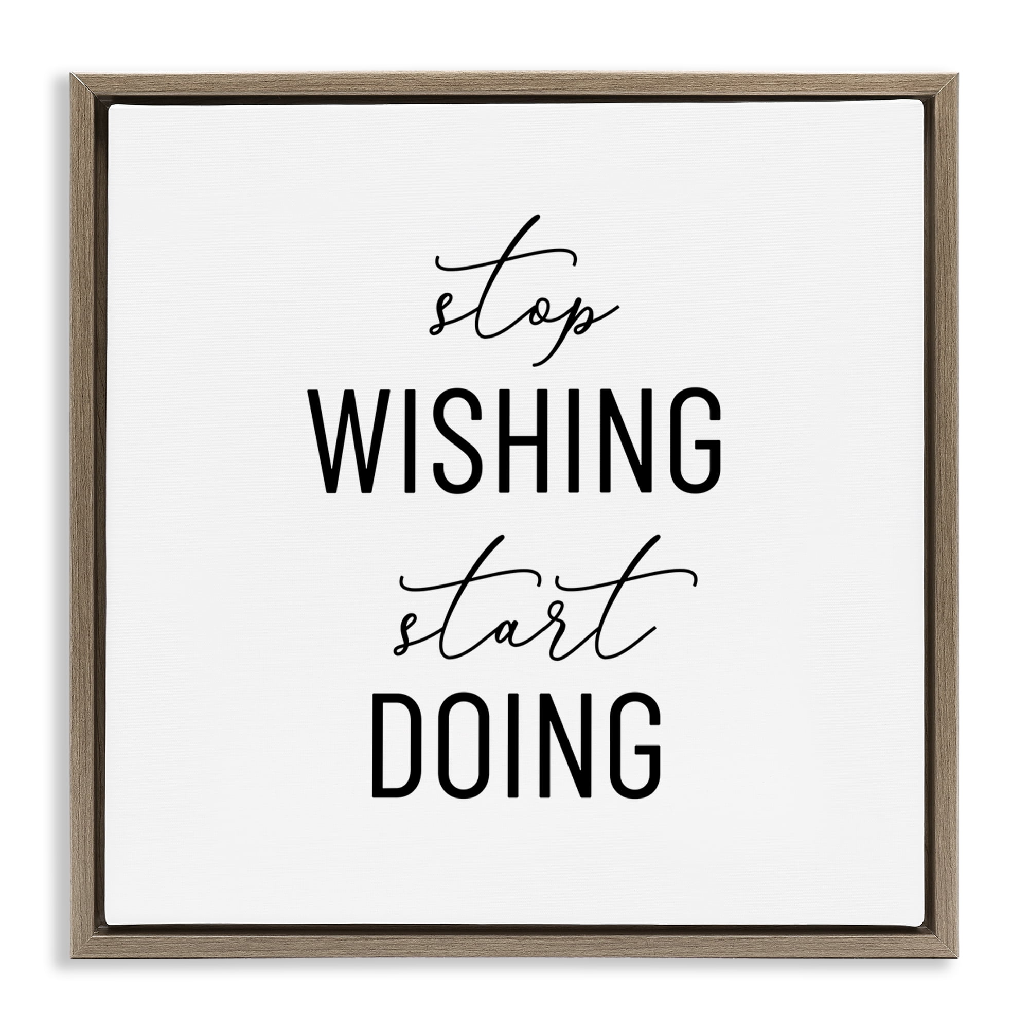 Stupell Industries Motivational Start Doing Text & Numbers Painting Brown Floater Framed Canvas Art Print Wall Art, 18 x 18