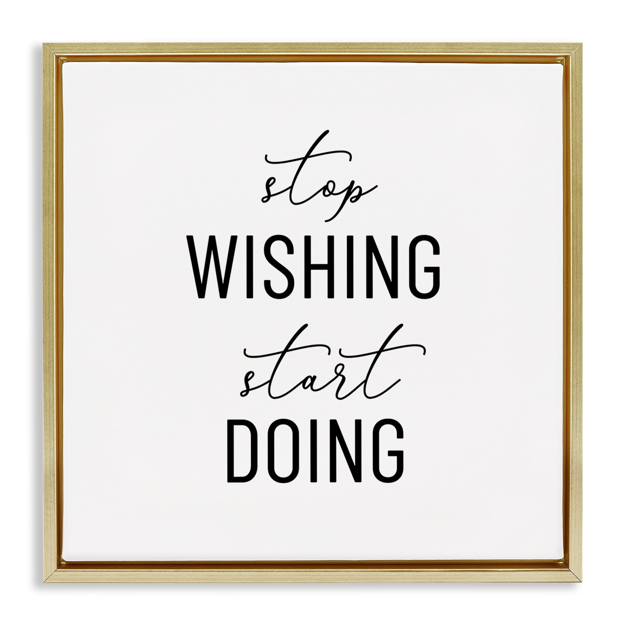 Stupell Industries Motivational Start Doing Text & Numbers Painting Gold Floater Framed Canvas Art Print Wall Art, 18 x 18