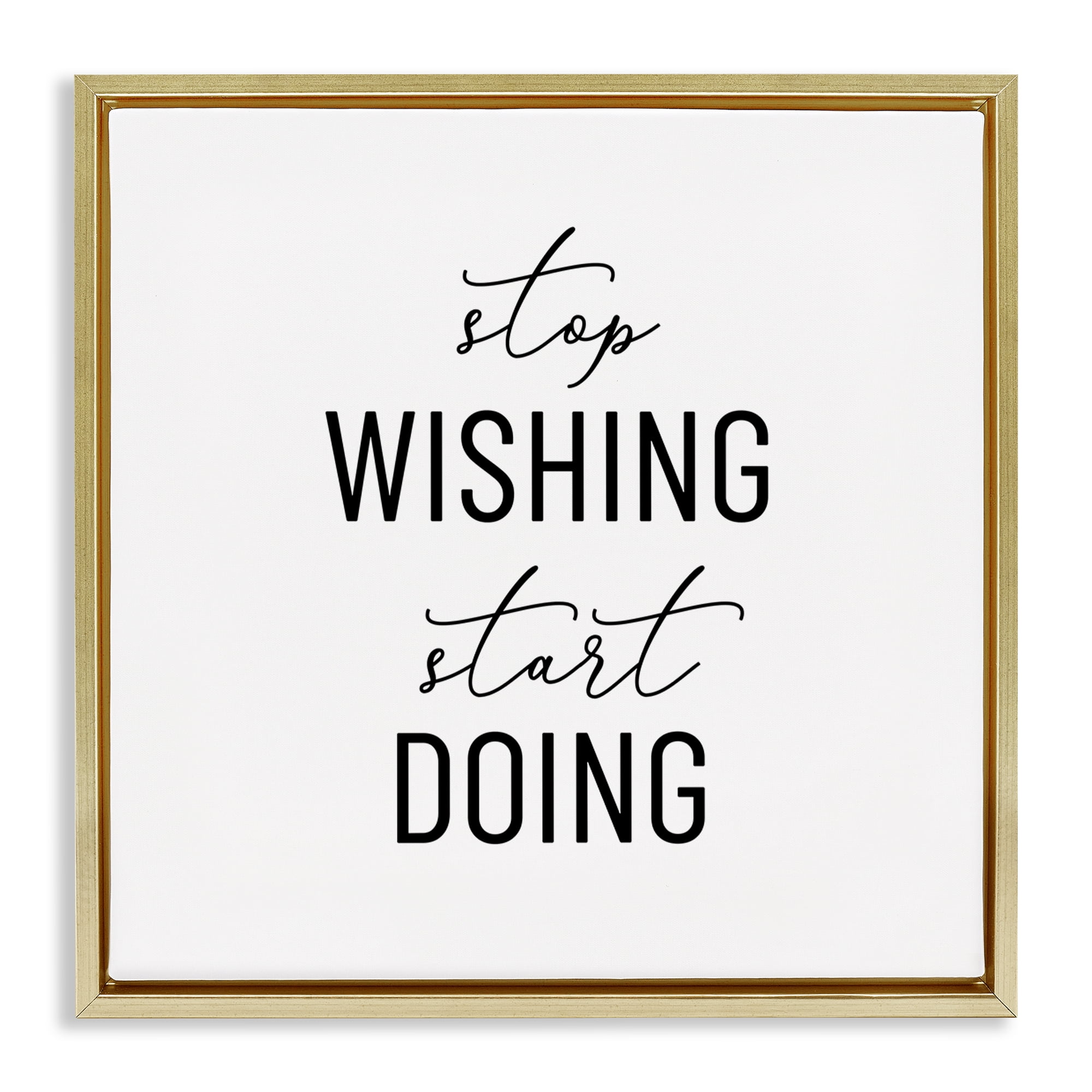 Stupell Industries Motivational Start Doing Text & Numbers Painting Gold Floater Framed Canvas Art Print Wall Art, 25 x 25