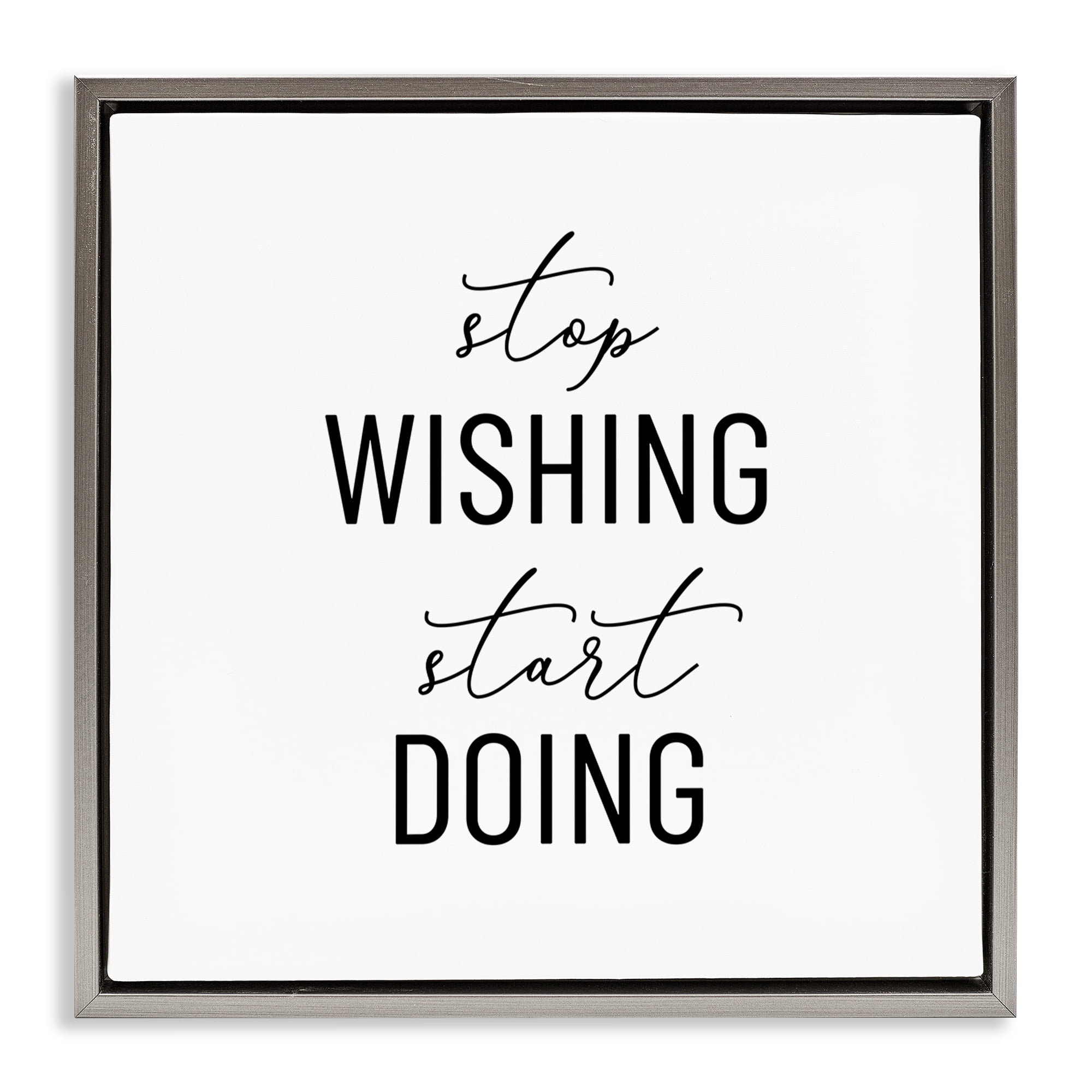 Stupell Industries Motivational Start Doing Text & Numbers Painting Gray Floater Framed Canvas Art Print Wall Art, 18 x 18
