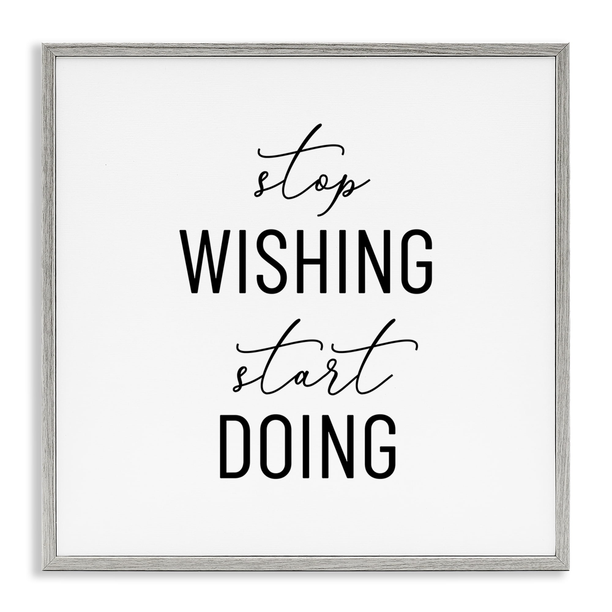 Stupell Industries Motivational Start Doing Text & Numbers Painting Gray Framed Art Print Wall Art, 17 x 17