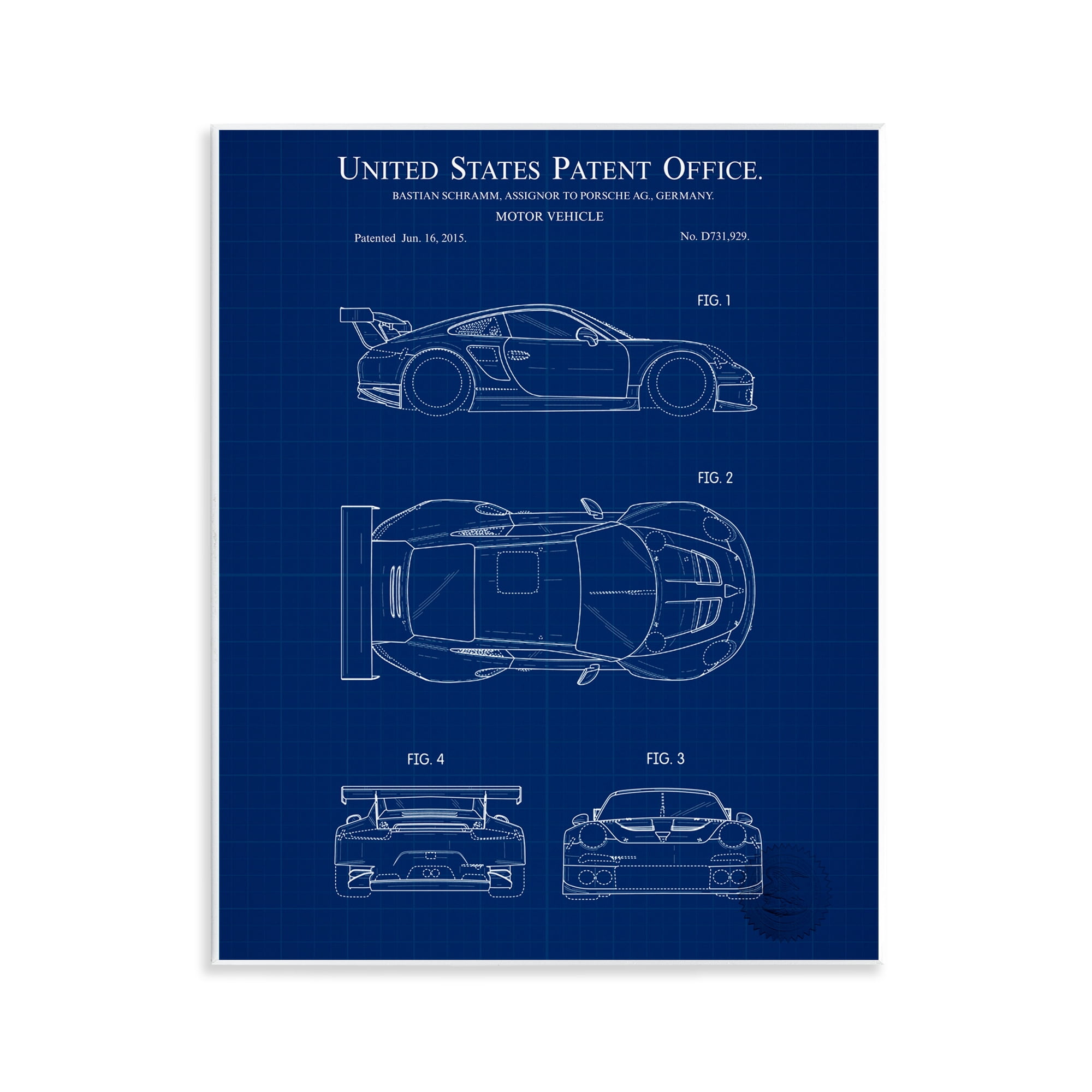 Stupell Industries Motor Vehicle Blueprint Transportation Painting Unframed Art Print Wall Art, 11 x 14