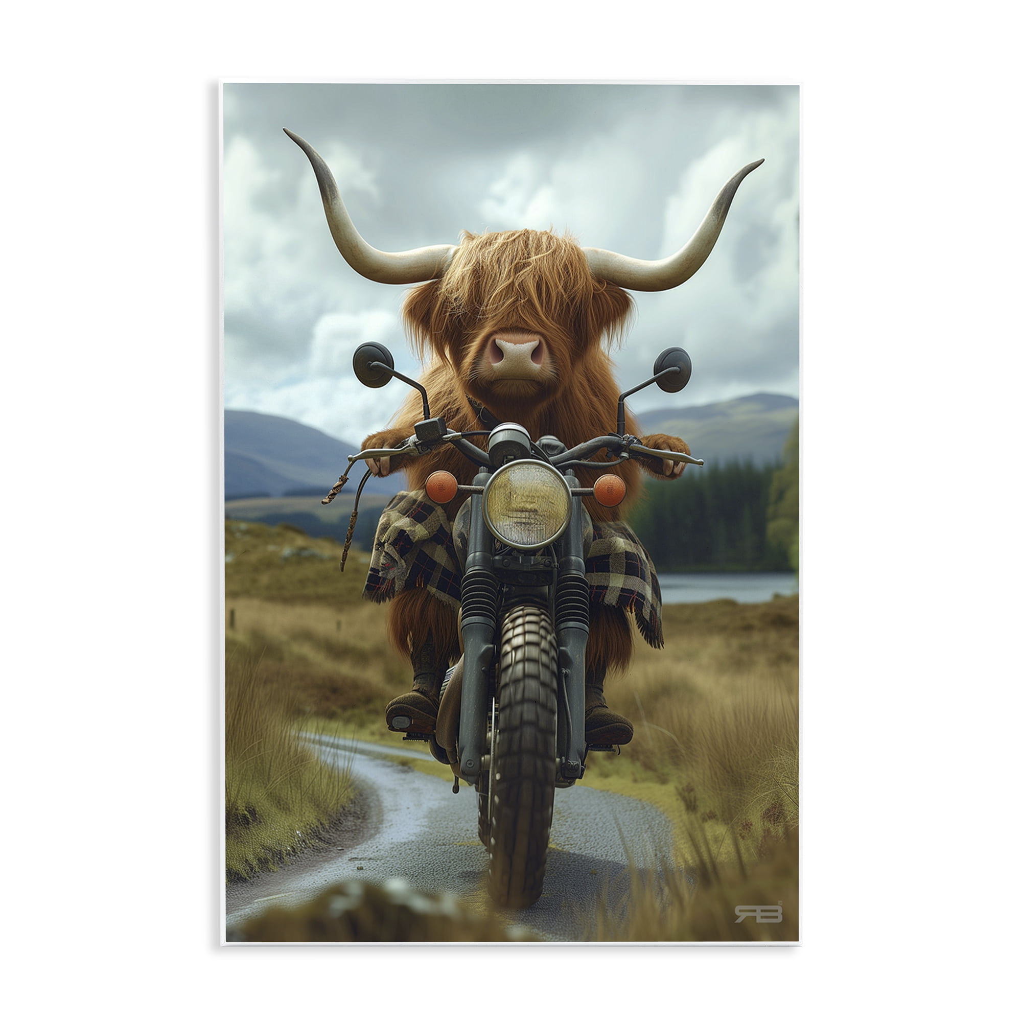 Stupell Industries Motorbike Rural Cattle Animals & Insects Painting Unframed Art Print Wall Art, 13 x 19