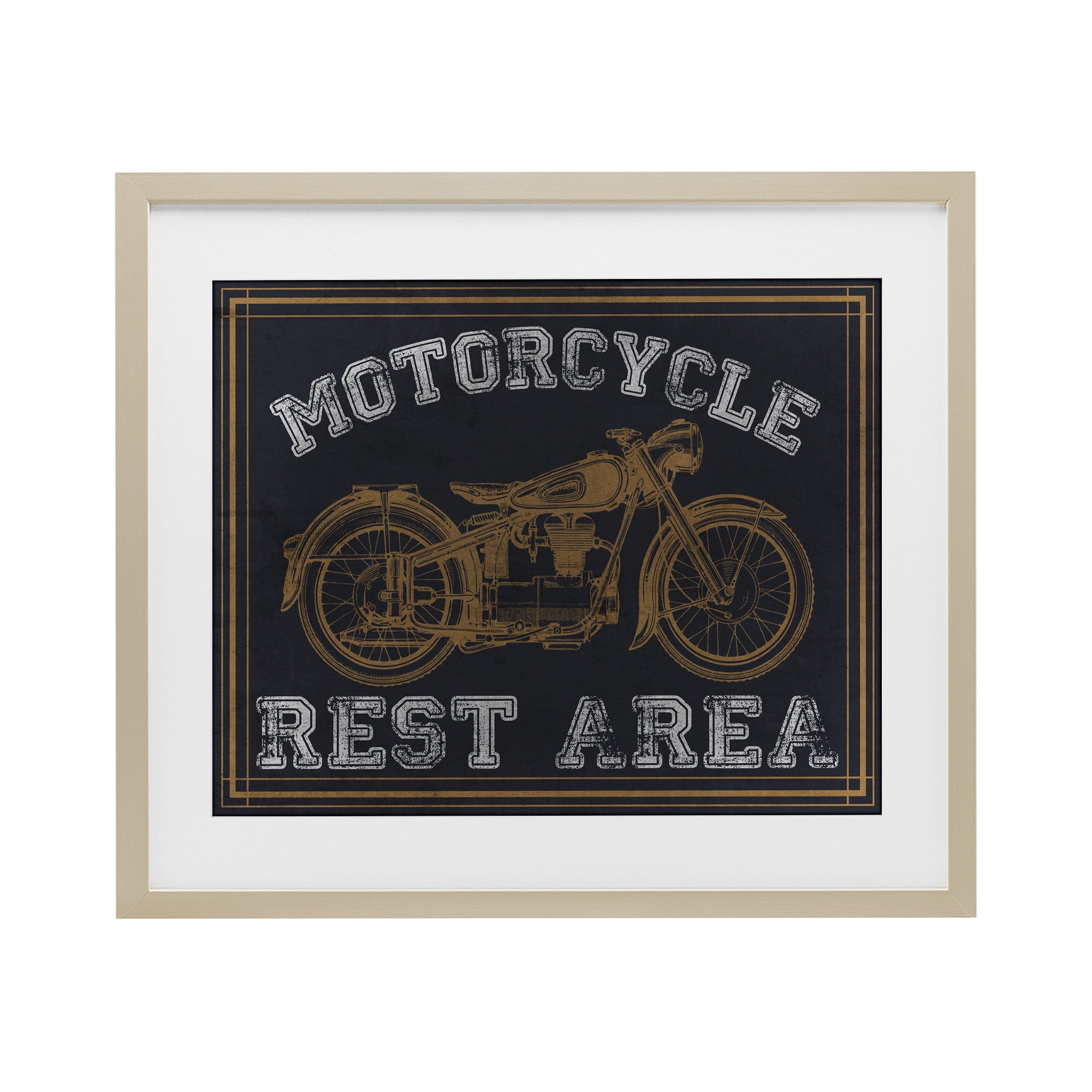 Stupell Industries Motorcycle Rest Area Birch Framed Print Under Glass, design by Marcus Prime