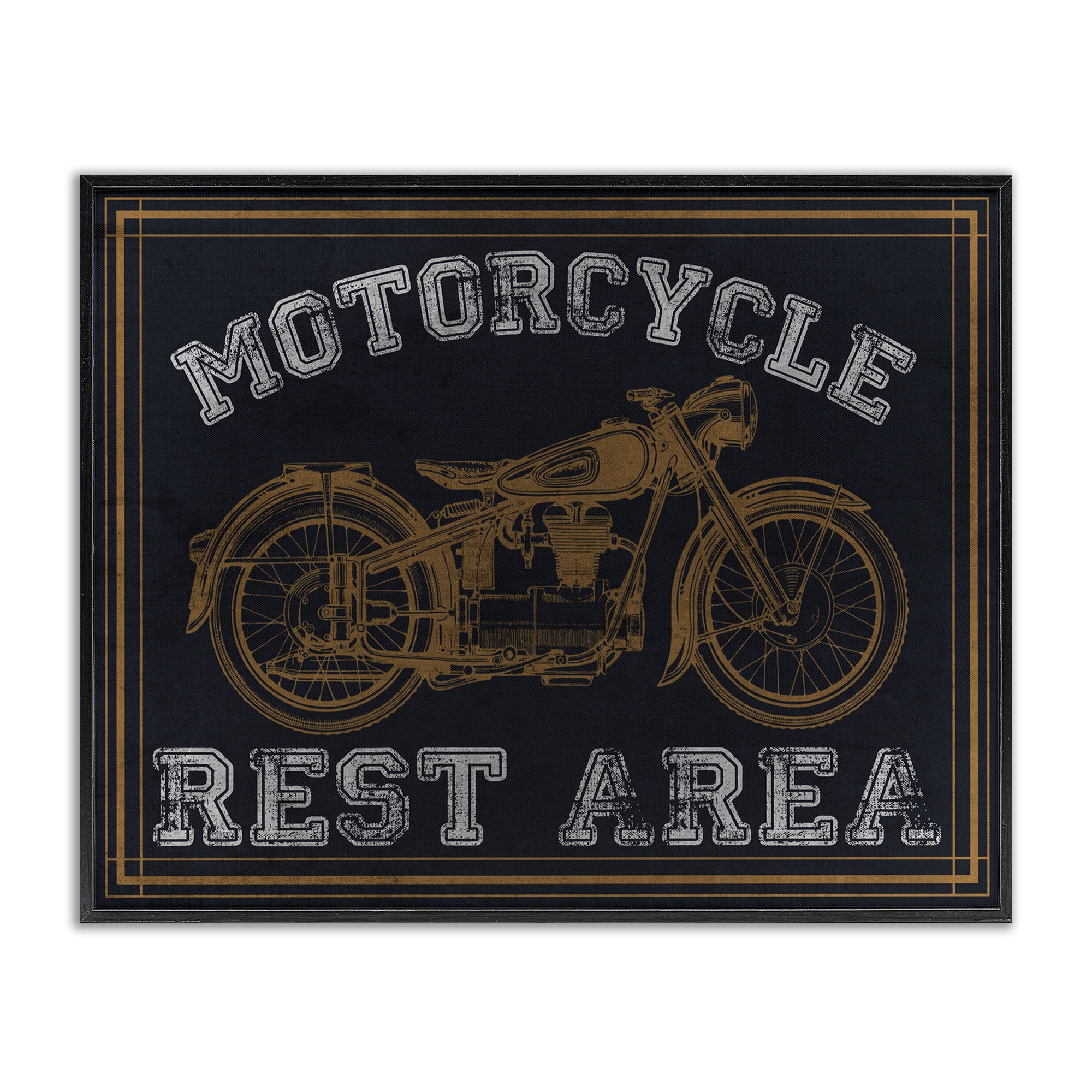 Stupell Industries Motorcycle Rest Area Black Framed Giclee Art, design by Marcus Prime