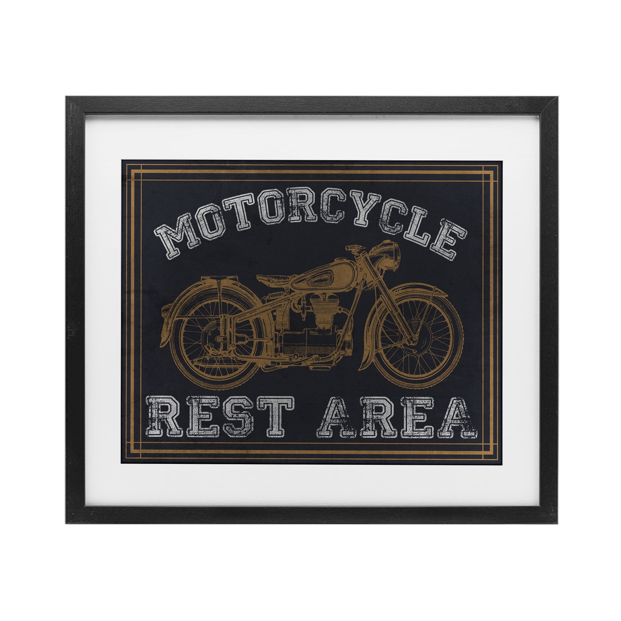 Stupell Industries Motorcycle Rest Area Black Framed Print Under Glass, design by Marcus Prime