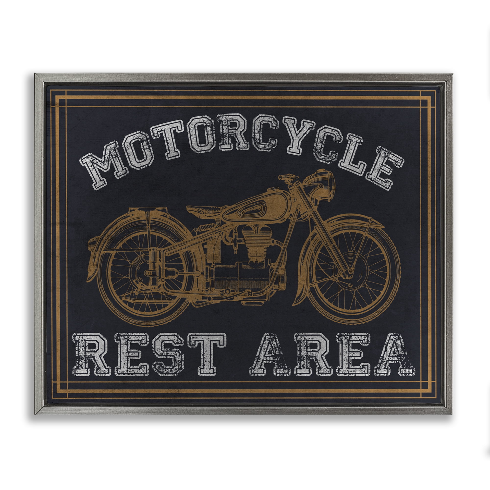 Stupell Industries Motorcycle Rest Area Gray Framed Floater Canvas Wall Art, design by Marcus Prime