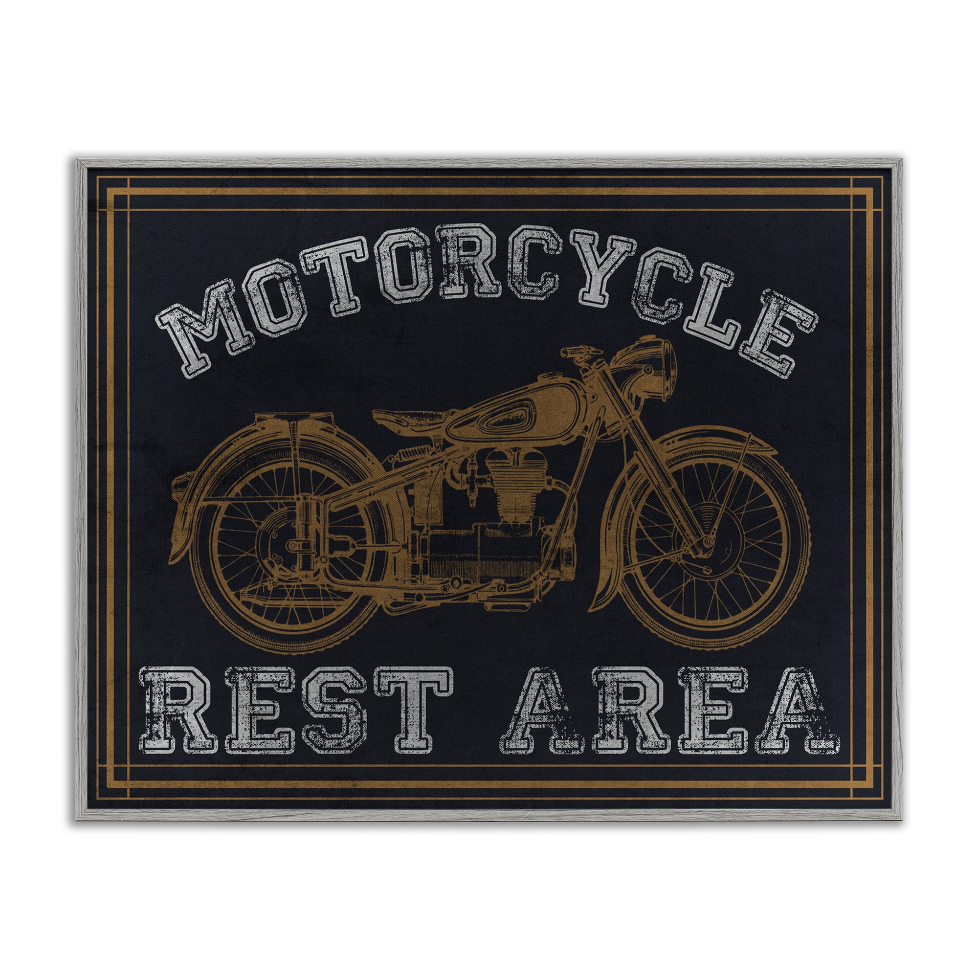 Stupell Industries Motorcycle Rest Area Gray Framed Giclee Art, design by Marcus Prime