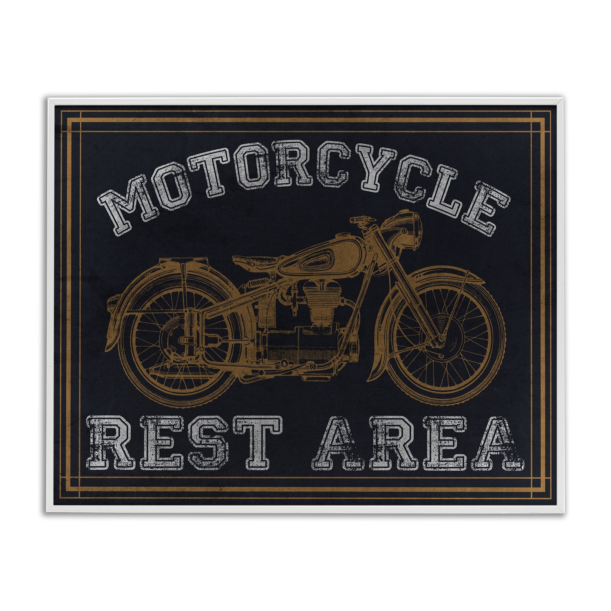 Stupell Industries Motorcycle Rest Area White Framed Giclee Art, design by Marcus Prime