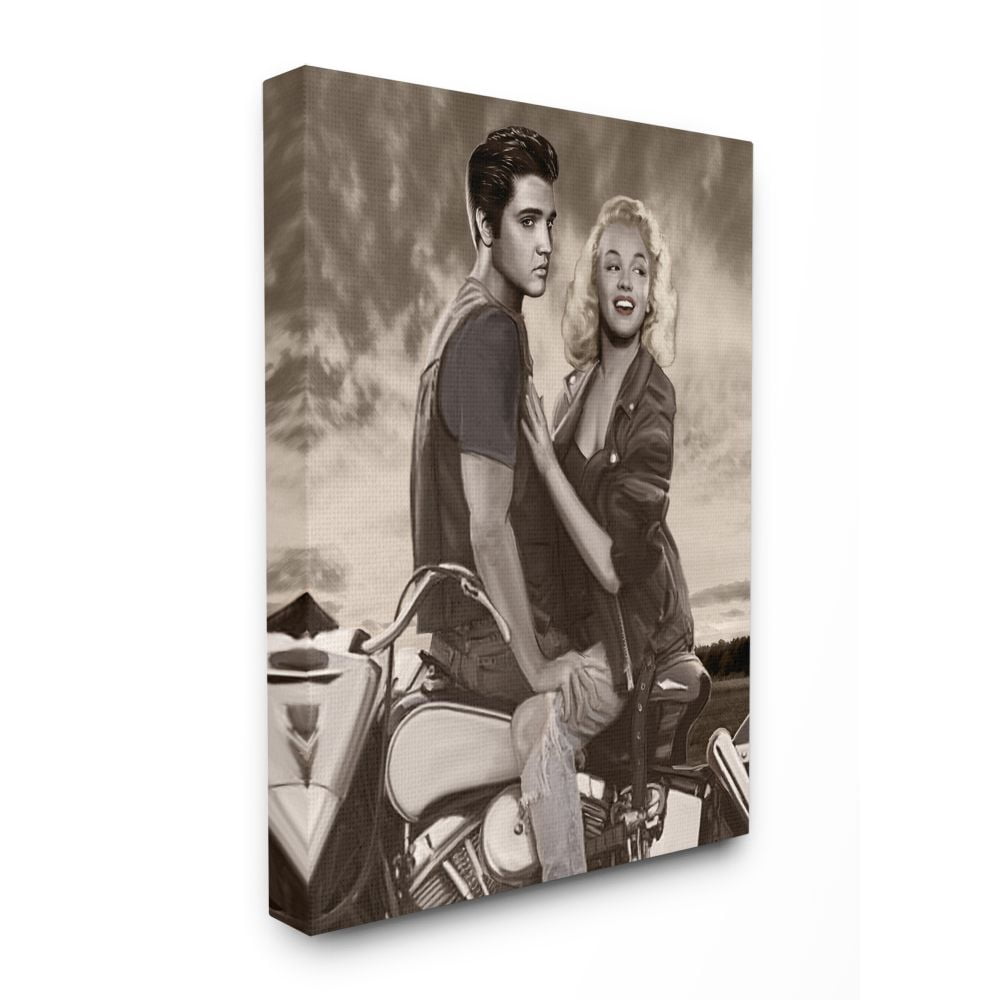 Stupell Industries Motorcycle Ride Vintage Hollywood Movie Star Classic Illustration Canvas Wall Art by Jadei Graphics