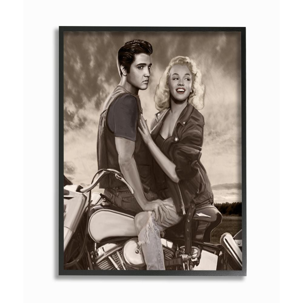 Stupell Industries Motorcycle Ride Vintage Hollywood Movie Star Classic Illustration Framed Wall Art by Jadei Graphics