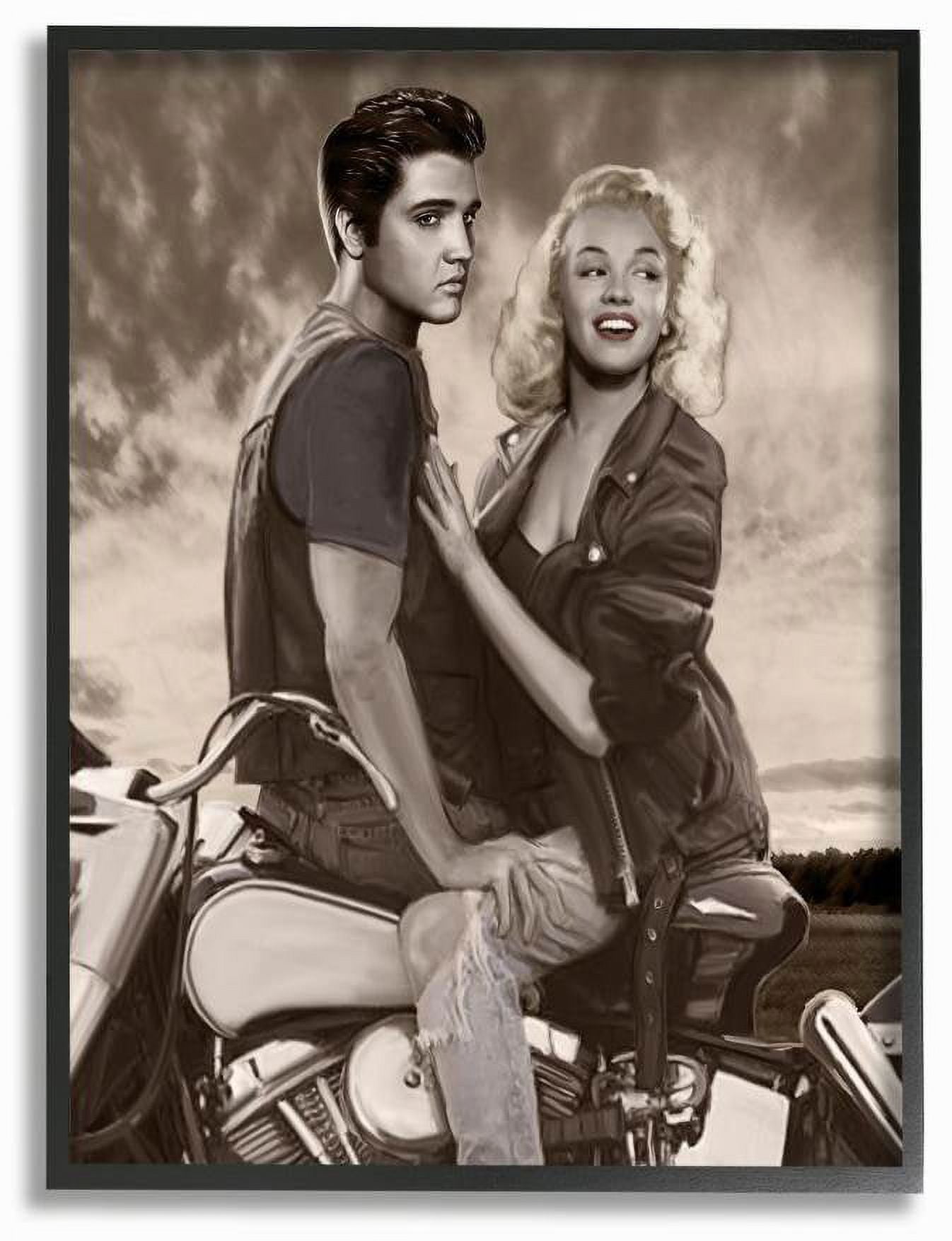 Stupell Industries Motorcycle Ride Vintage Hollywood Movie Star Classic Illustration Framed Wall Art by Jadei Graphics