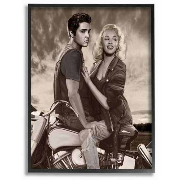 Stupell Industries Motorcycle Ride Vintage Hollywood Movie Star Classic Illustration Framed Wall Art by Jadei Graphics
