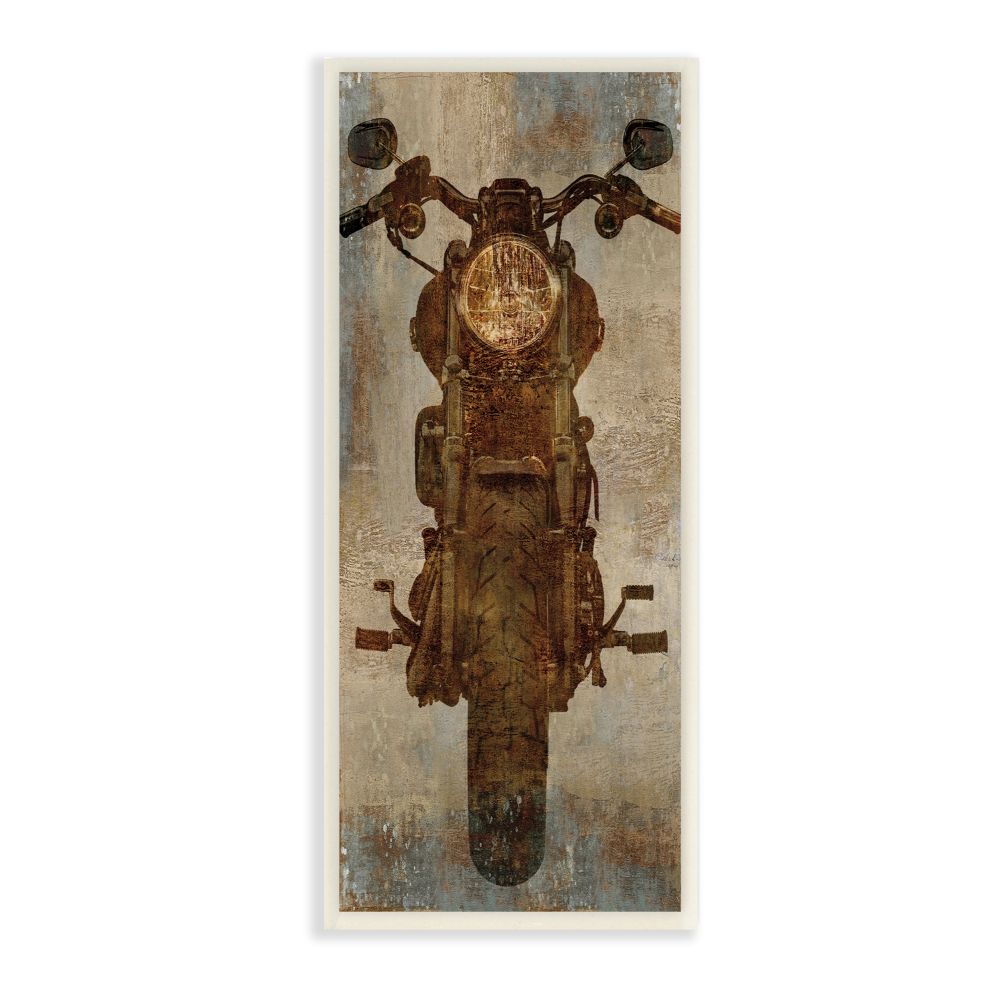 Stupell Industries Motorcycle Silhouette Wood Texture Design Wall Art Print by Dylan Matthews