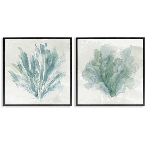 Stupell Industries Mottled Coral Abstracts Animals Painting Black Framed Art Print Wall Art, 17 x 17, Set of 2