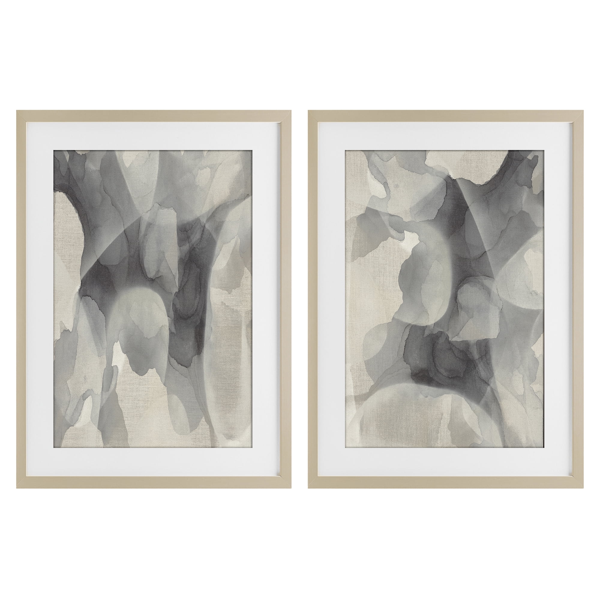 Stupell Industries Mottled Fluid Monochrome 2 Piece Birch Framed Print Under Glass Set, design by Kippi Leonard