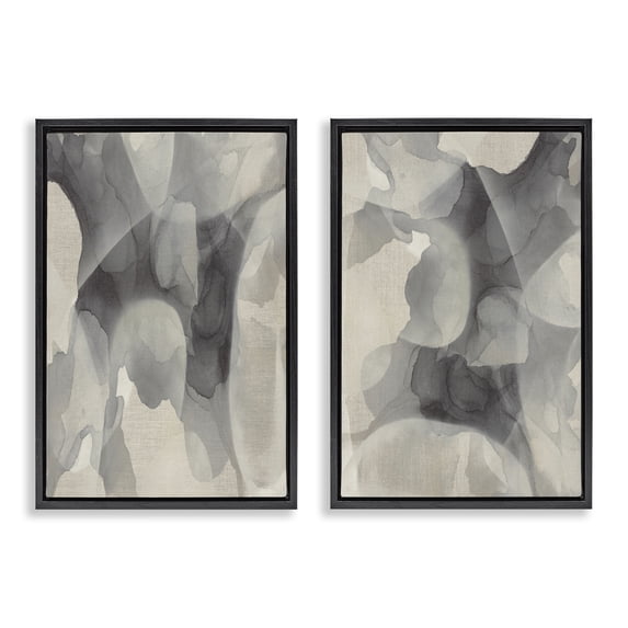 Stupell Industries Transitional Mottled Fluid Monochrome Black 2pc Floating Frame Art Set, 21 x 31 each, by Kippi Leonard
