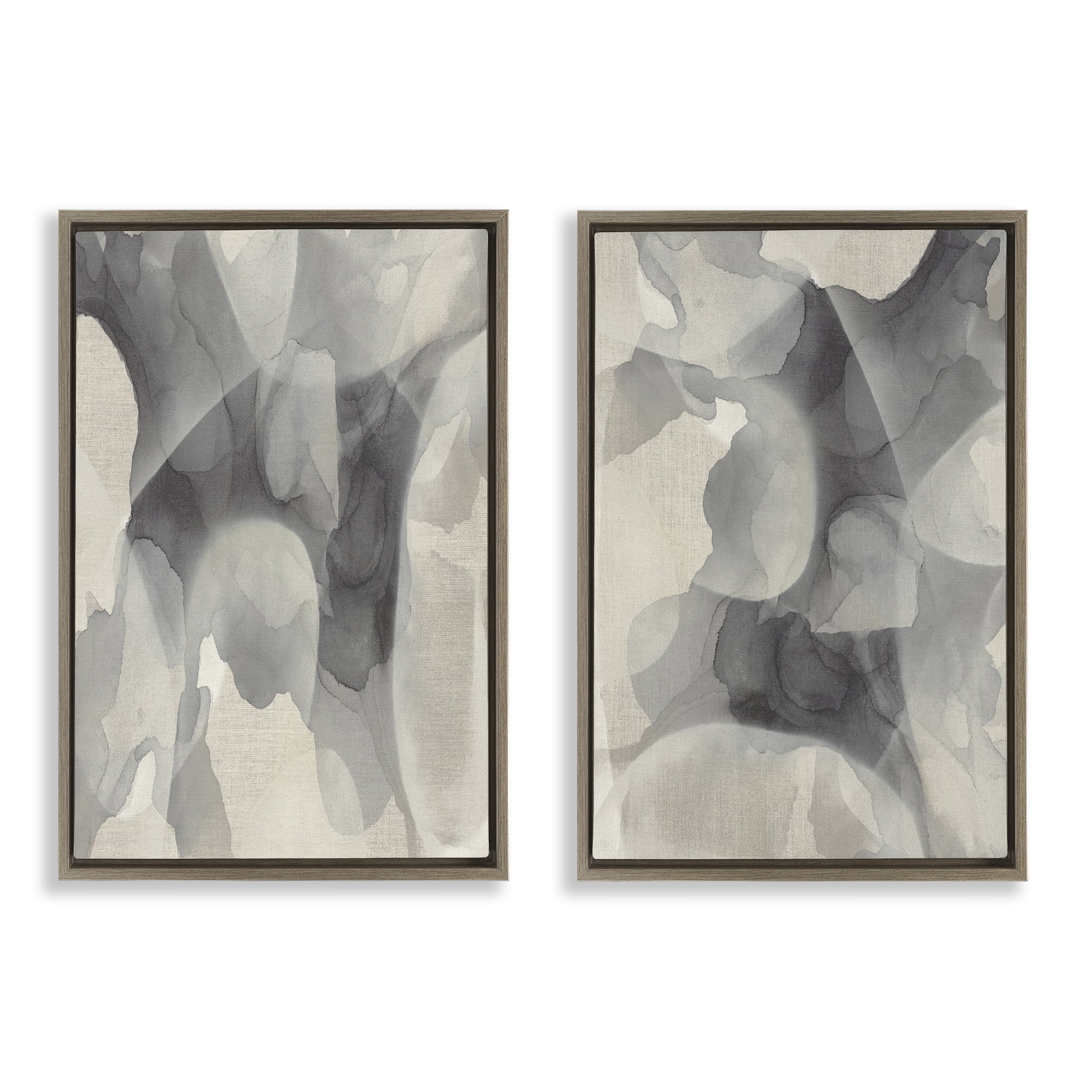 Stupell Industries Mottled Fluid Monochrome 2 Piece Brown Framed Floater Canvas Set, design by Kippi Leonard