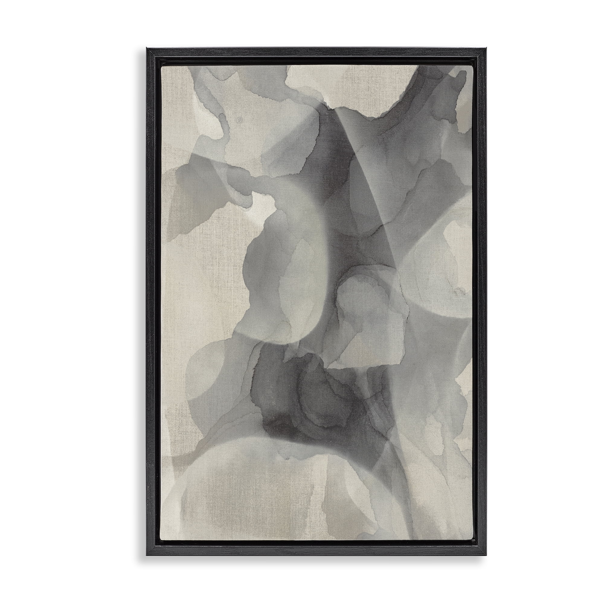 Stupell Industries Mottled Monochrome Abstract Black Framed Floater Canvas Wall Art, design by Kippi Leonard