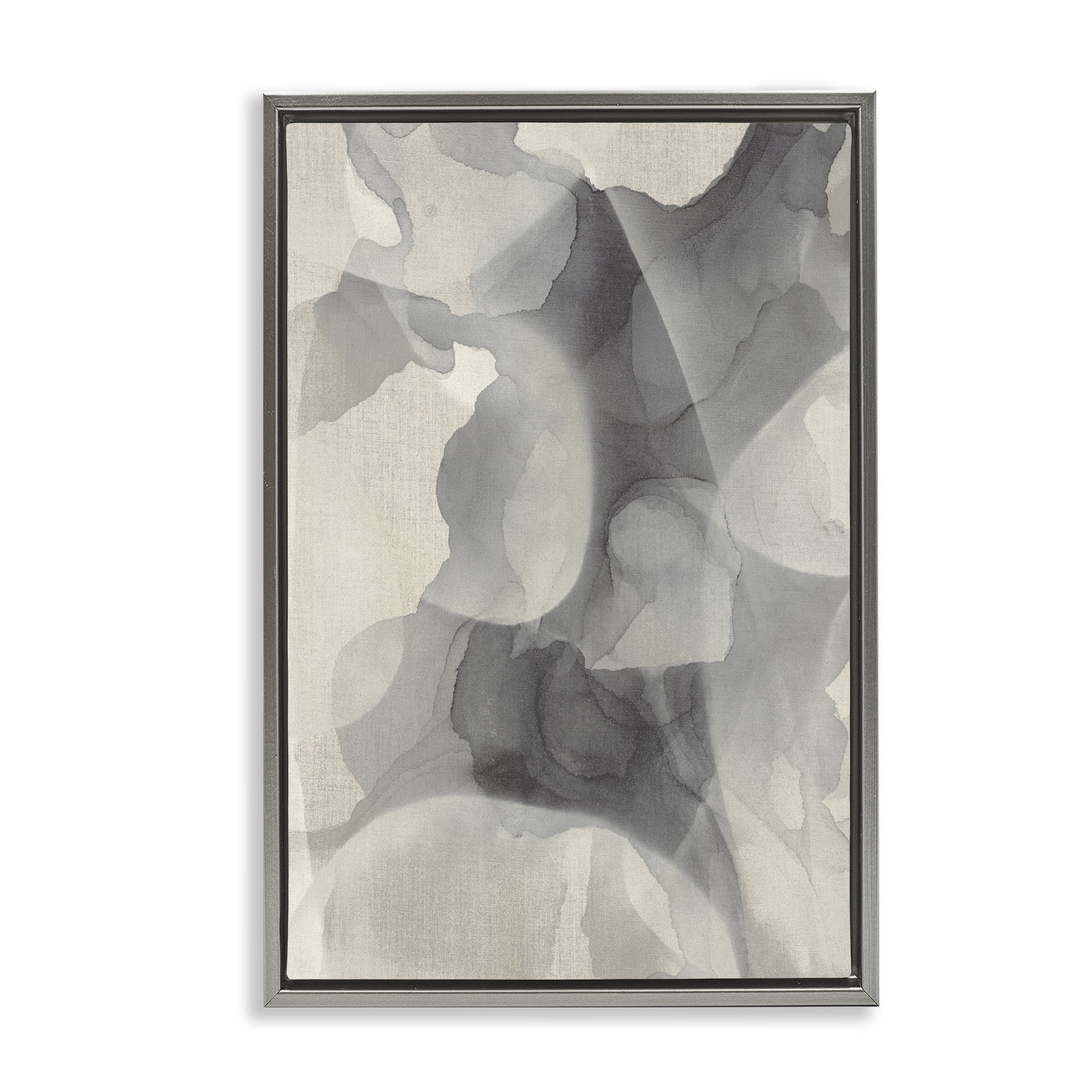 Stupell Industries Mottled Monochrome Abstract Gray Framed Floater Canvas Wall Art, design by Kippi Leonard
