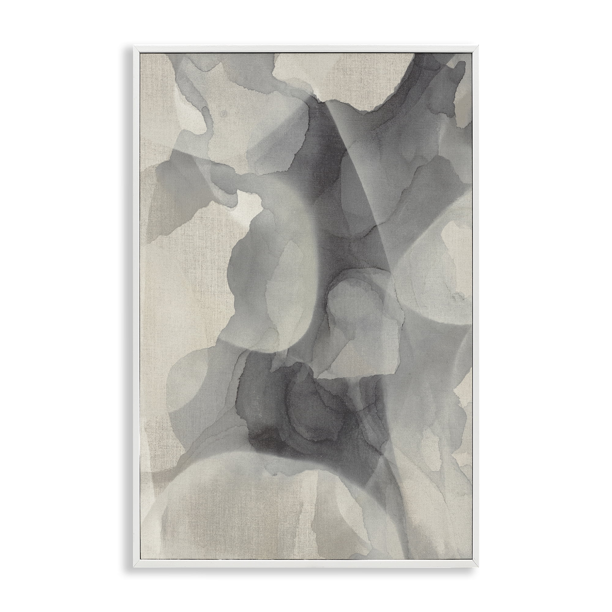 Stupell Industries Mottled Monochrome Abstract White Framed Giclee Art, design by Kippi Leonard