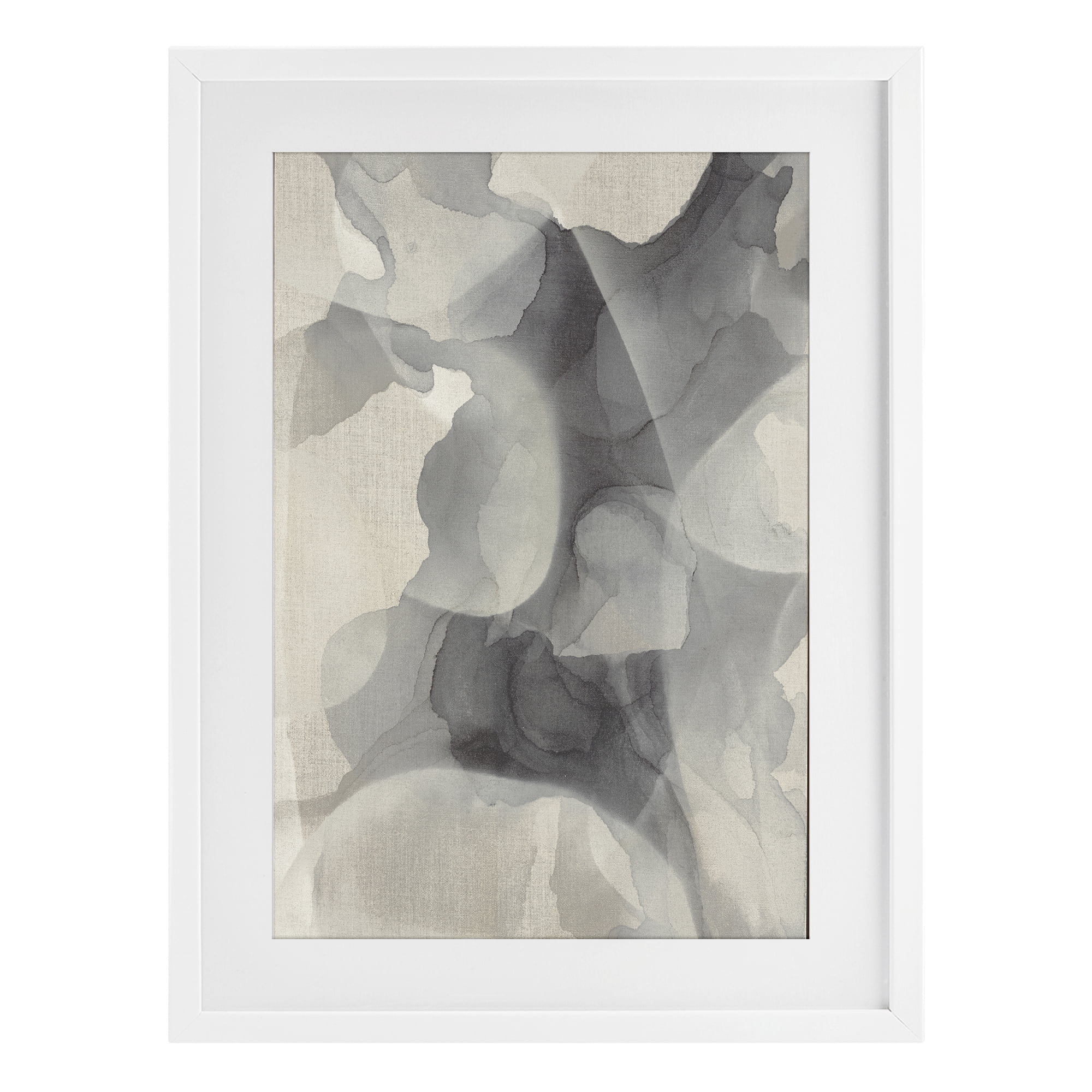 Stupell Industries Mottled Monochrome Abstract White Framed Print Under Glass, design by Kippi Leonard