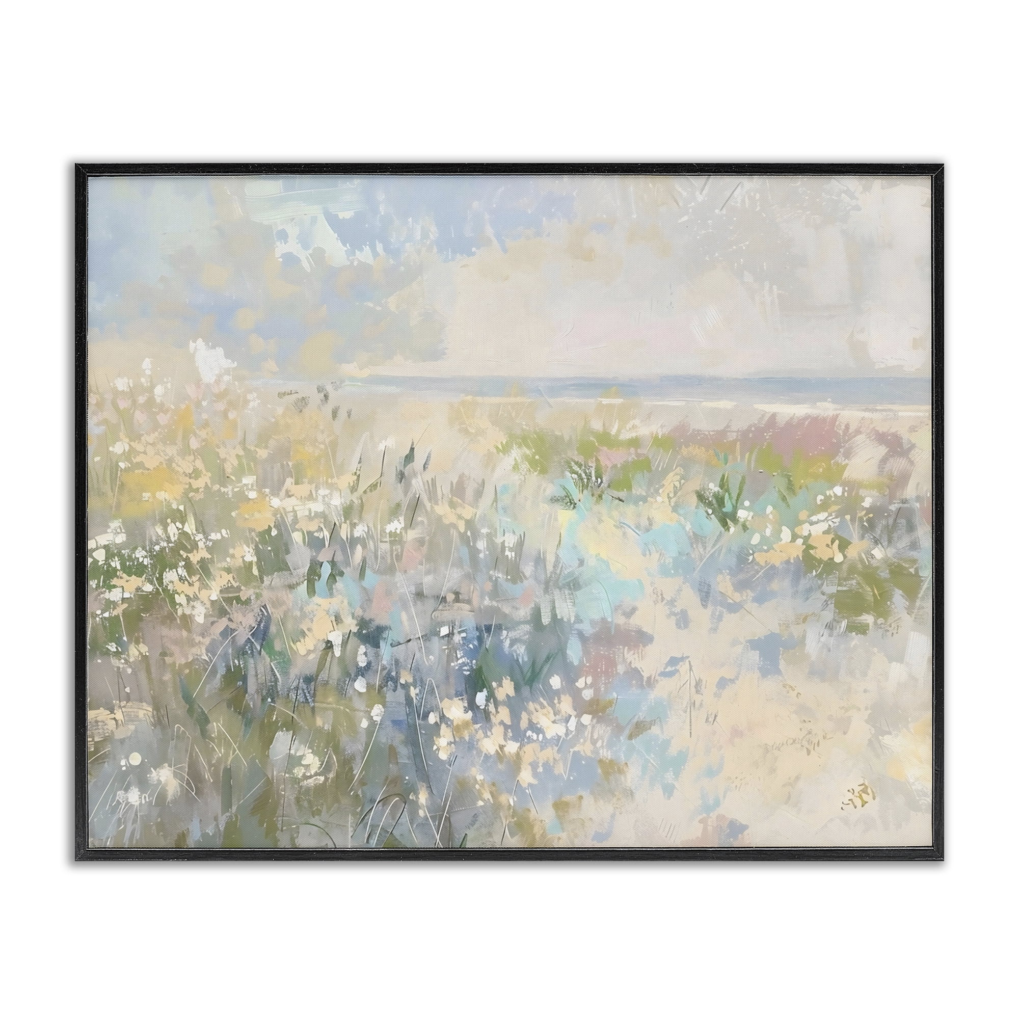 Stupell Industries Mottled Pastel Field Impression Black Framed Giclee Art, design by Creative Studio