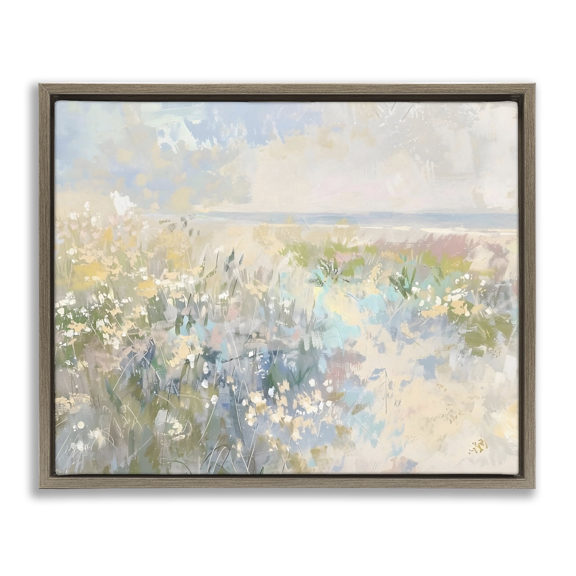 Stupell Industries Mottled Pastel Field Impression Brown Framed Floater Canvas Wall Art, design by Creative Studio