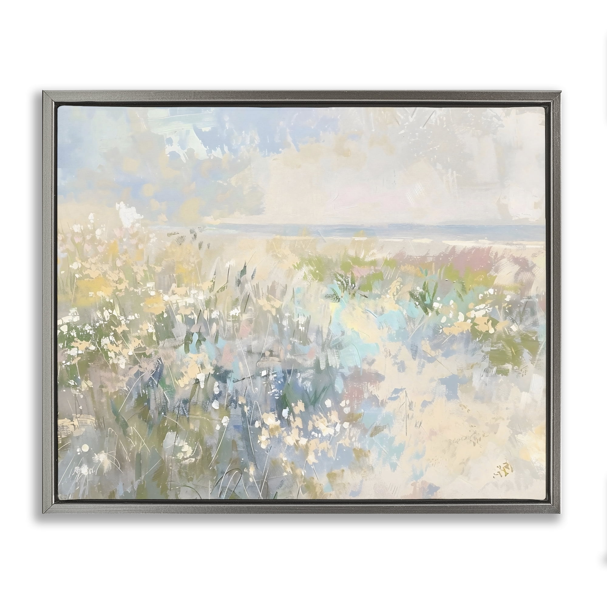 Stupell Industries Mottled Pastel Field Impression Gray Framed Floater Canvas Wall Art, design by Creative Studio