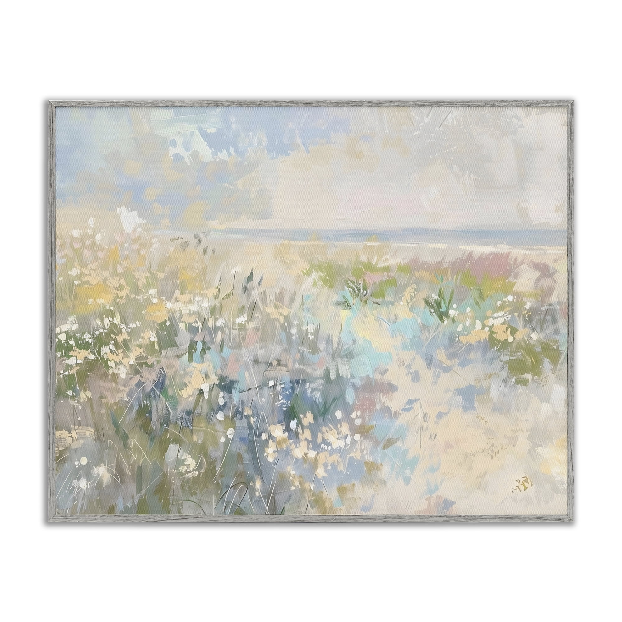 Stupell Industries Mottled Pastel Field Impression Gray Framed Giclee Art, design by Creative Studio